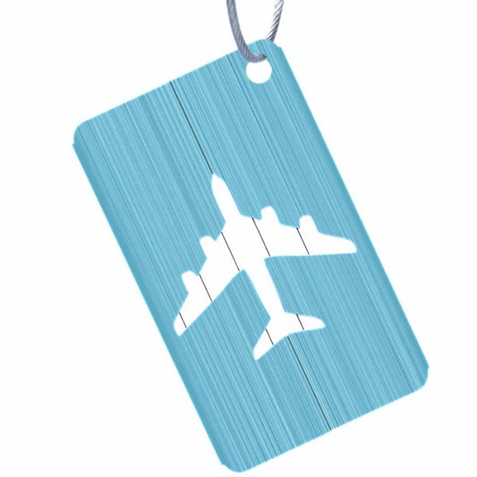 étiquette bagage aéroport vue de face coloris bleu clair
