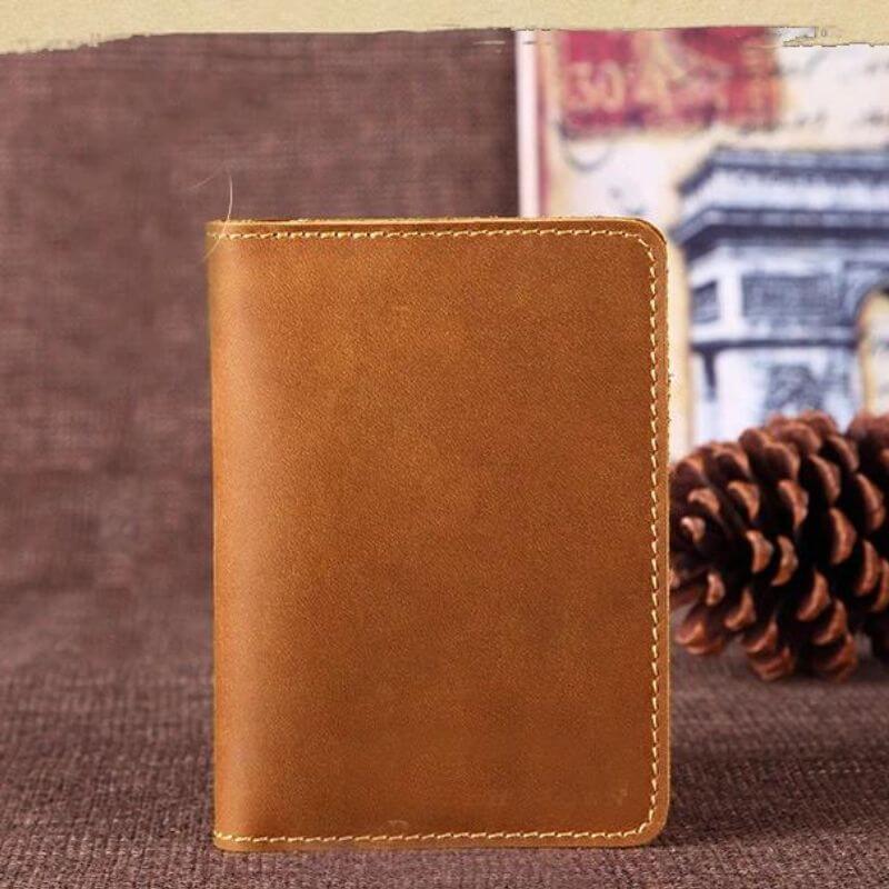 étui passeport cuir coloris marron clair