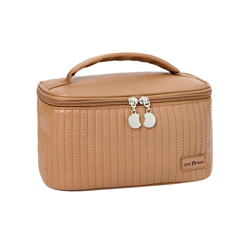 grande trousse de toilette matelassée coloris café