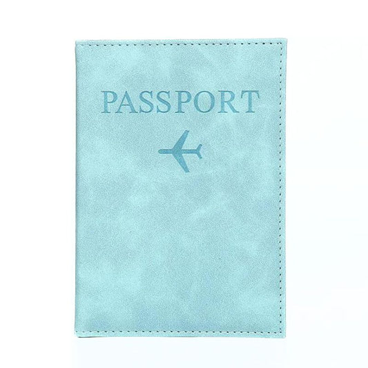 porte passeport personnalisé bleu clair vue de face