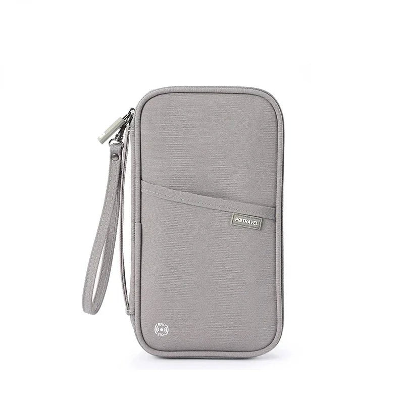 portefeuille de voyage anti rfid homme gris vue de face