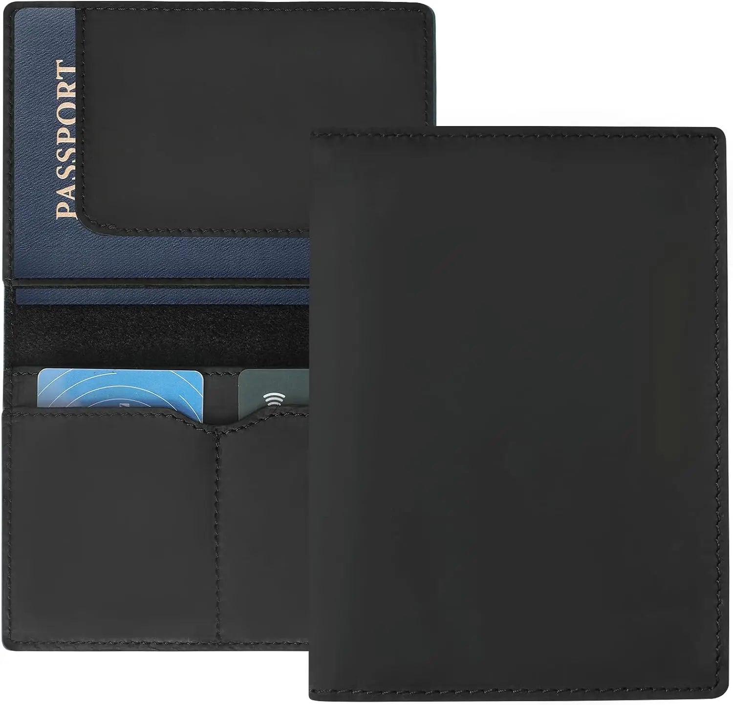 protège passeport en cuir coloris noir