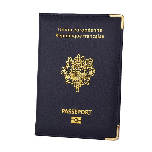 protège-passeport français couleur noir et vue de face