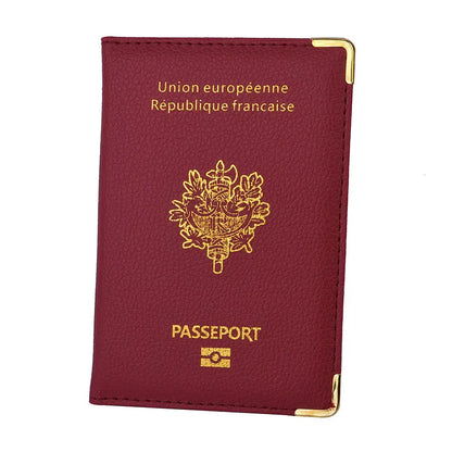 protège-passeport français couleur rouge foncé et vue de face