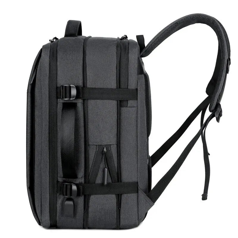 sac à dos 45 36 20 gris foncé extensible ouvert