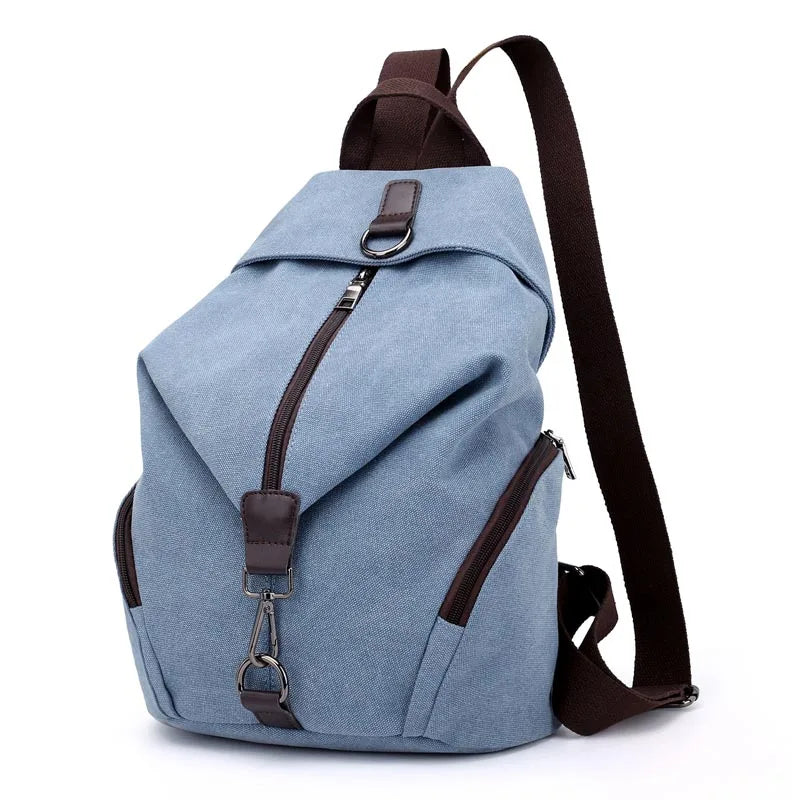 sac à dos femme toile coloris bleu clair