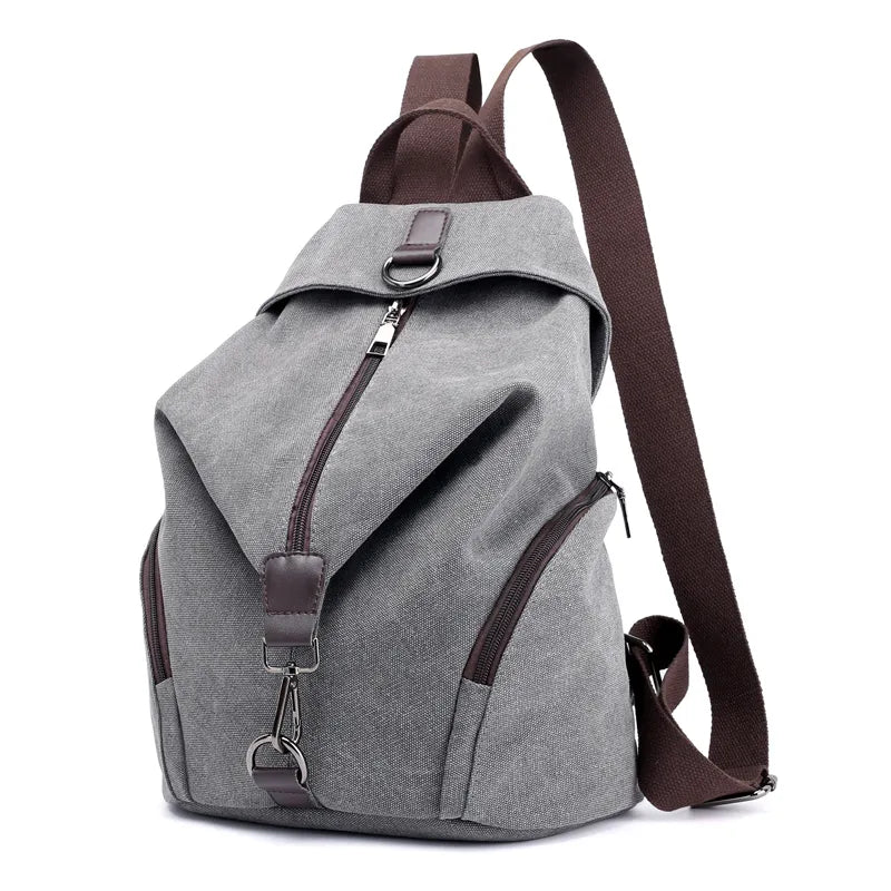 sac à dos femme toile coloris gris