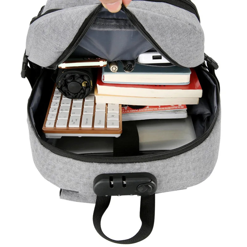 sac à dos anti pick pocket gris vue de l'intérieur