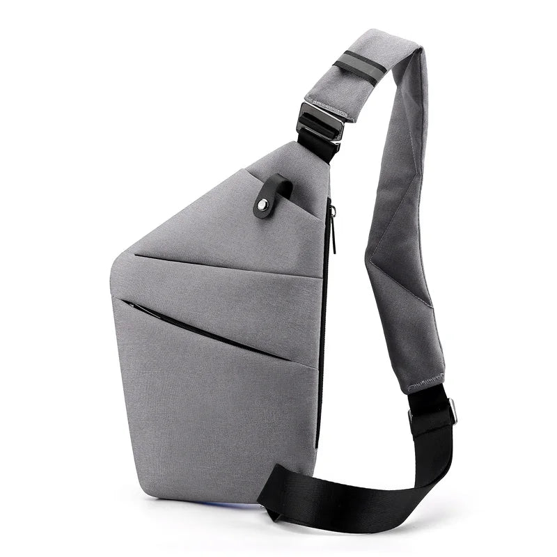 sac bandoulière antivol gris pour épaule droite
