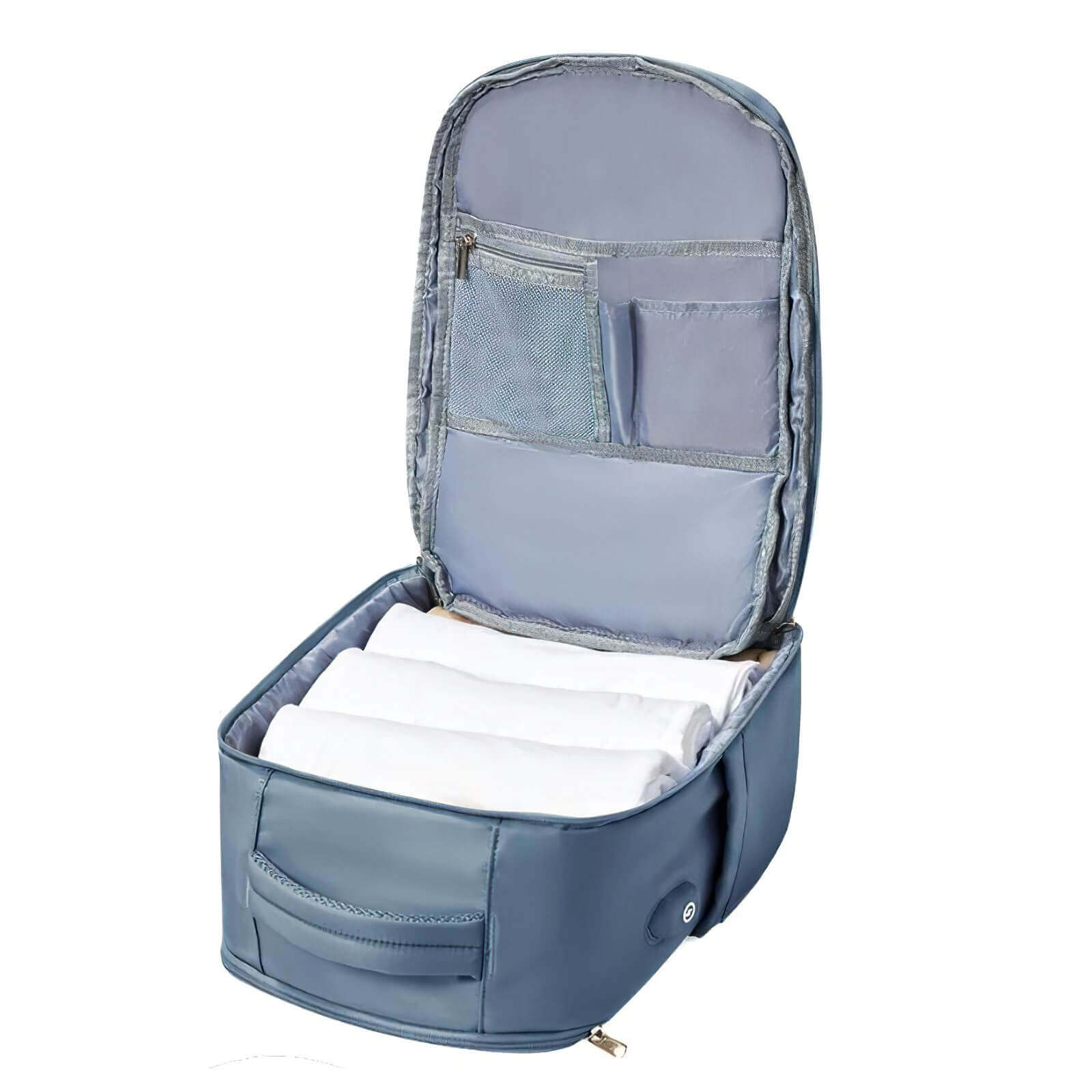 sac à dos 40 30 20 cm couleur bleu foncé vue de l'intérieur