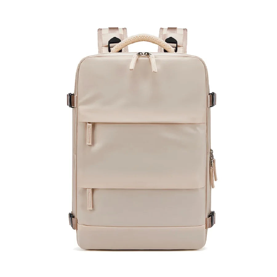 sac à dos avec compartiment pour chaussures beige vue de face