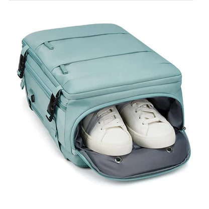 sac à dos avec compartiment pour chaussures bleu ciel vue du compartiment