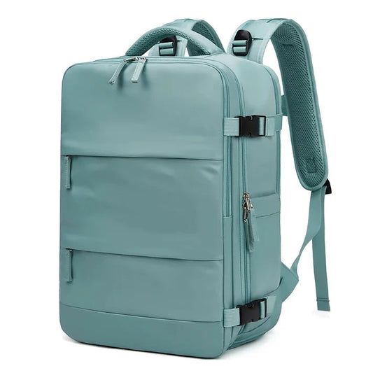 sac à dos avec compartiment pour chaussures bleu ciel vue de profil