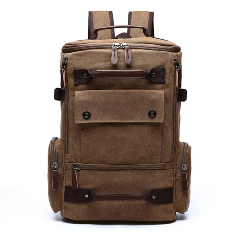 sac à dos moto vintage marron vue de face