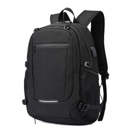 sac à dos multifonction anti pickpocket vue de face coloris noir