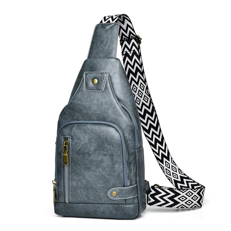 sac de poitrine pour femme tendance coloris bleu gris vue de face