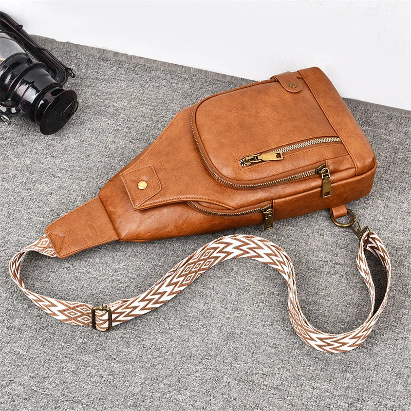 sac de poitrine femme tendance coloris marron clair posé à plat