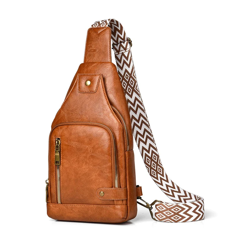 sac de poitrine femme tendance coloris marron clair vue de face
