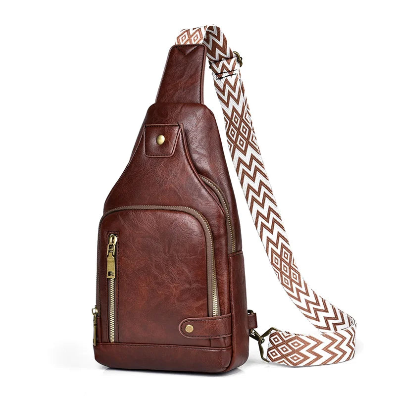 sac de poitrine pour femme tendance coloris marron foncé vue de face