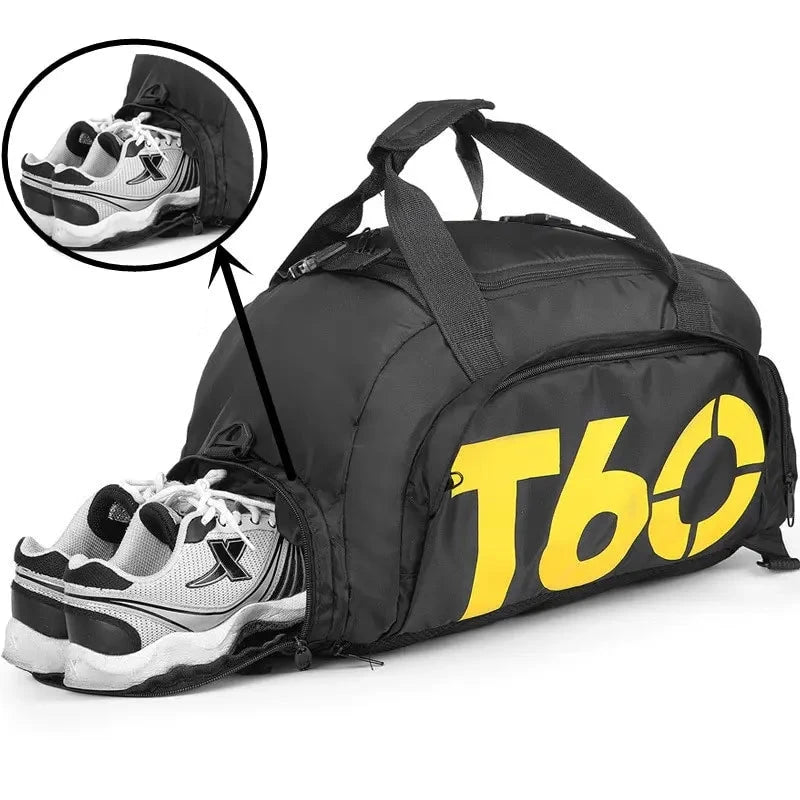sac de sport avec compartiment chaussure jaune avec compartiment