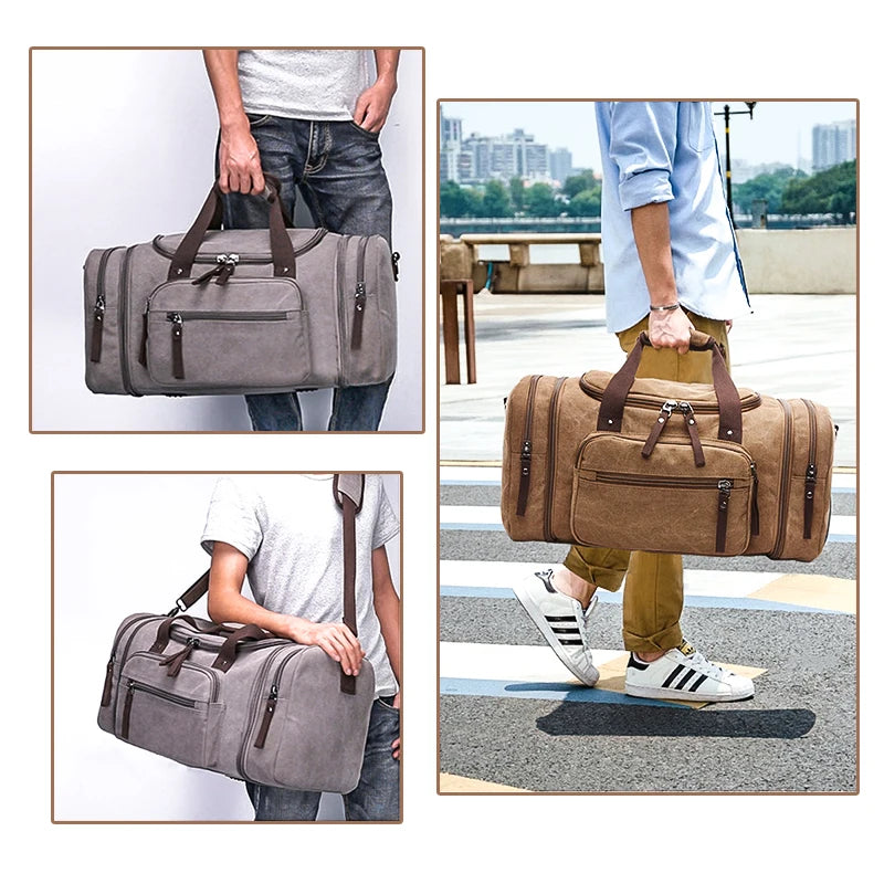 Sac Voyage Vintage porté par différents mannequin