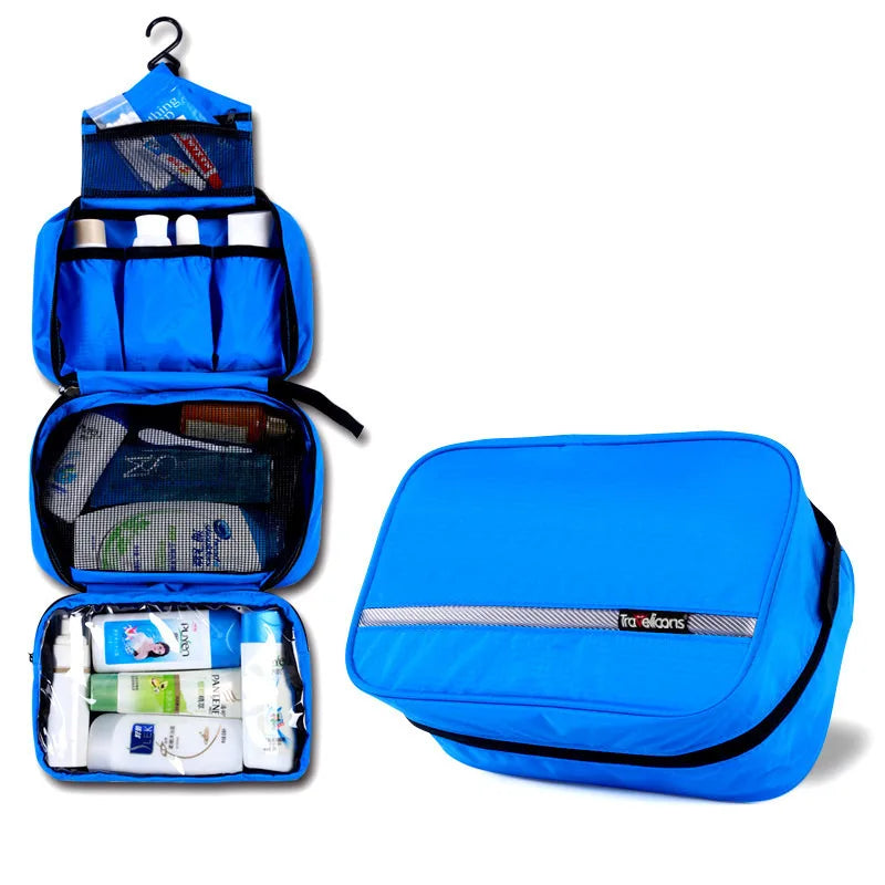 trousse de toilette pliable coloris bleu