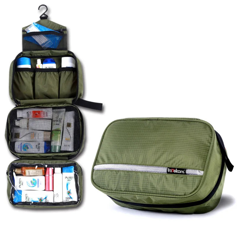 trousse de toilette pliable coloris vert armée
