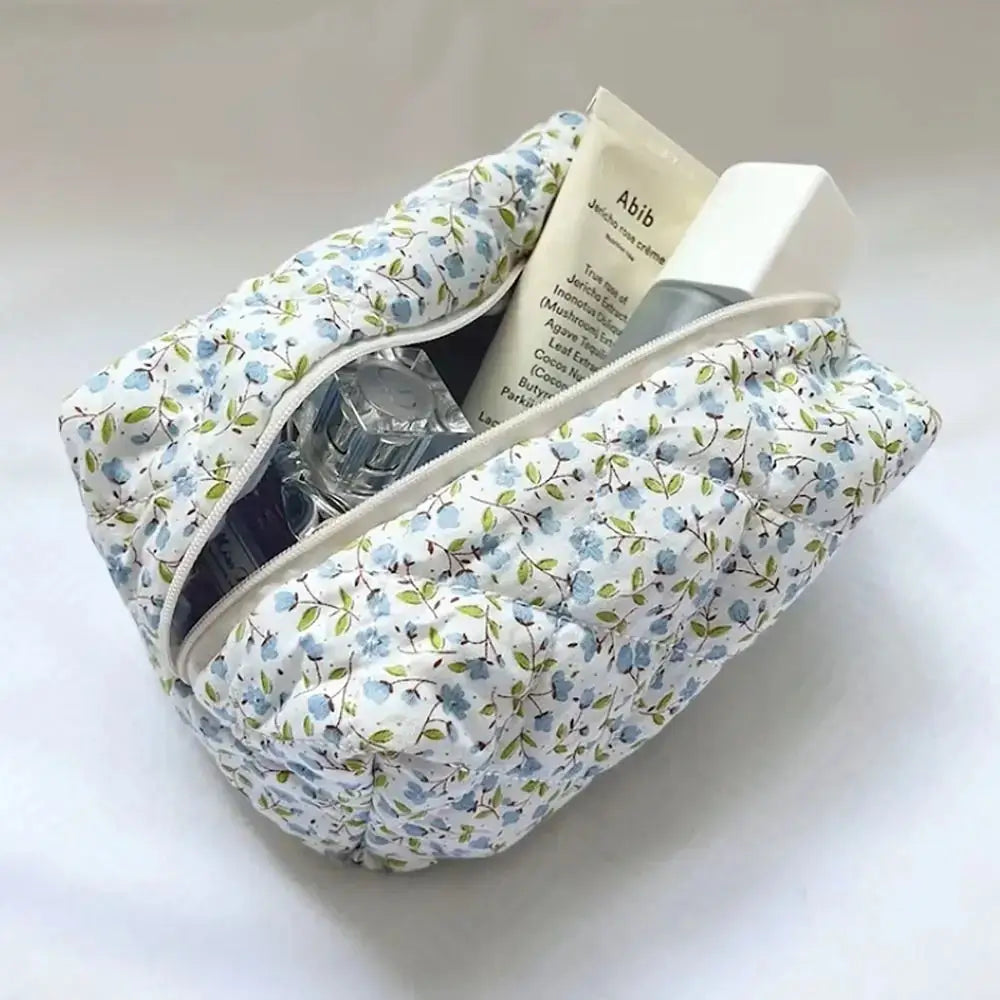 trousse de toilette tissu avec motif coloris bleu
