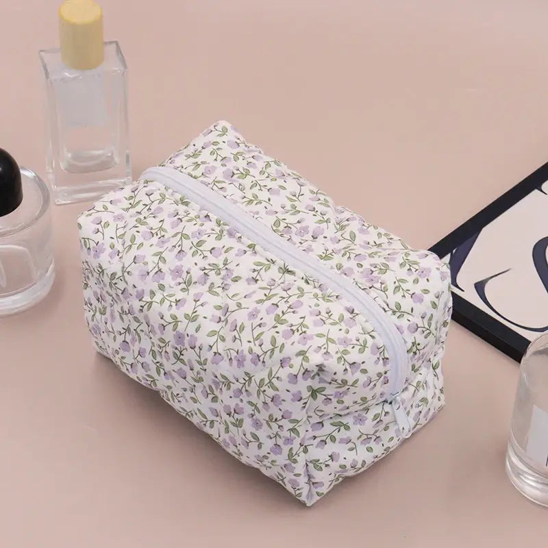 trousse de toilette tissu avec motif coloris violet
