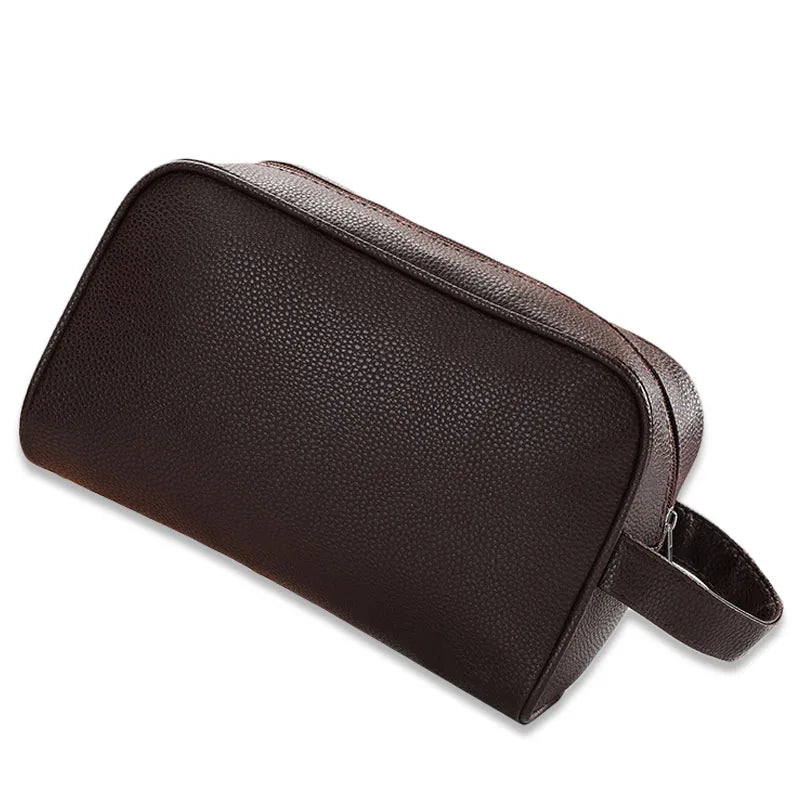 trousse de toilette homme personnalisée marron vue de face