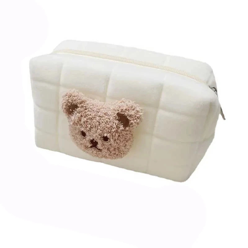 trousse de toilette ours couleur beige vue de face