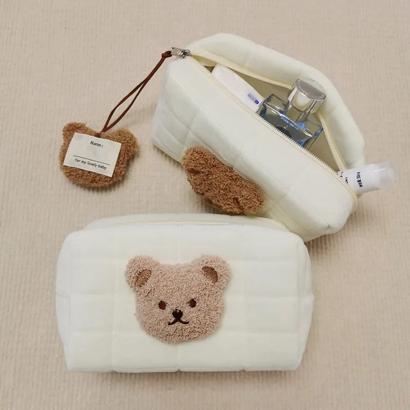 trousse de toilette ours beige et marron
