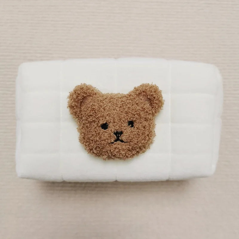 trousse de toilette ours vue de face marron