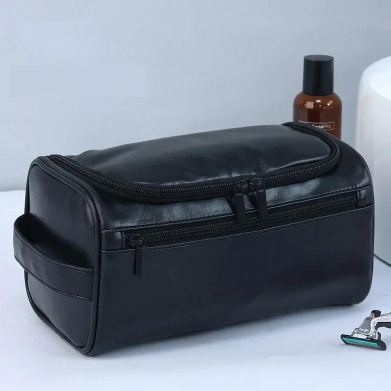 trousse de toilette vintage homme noir vue de profil