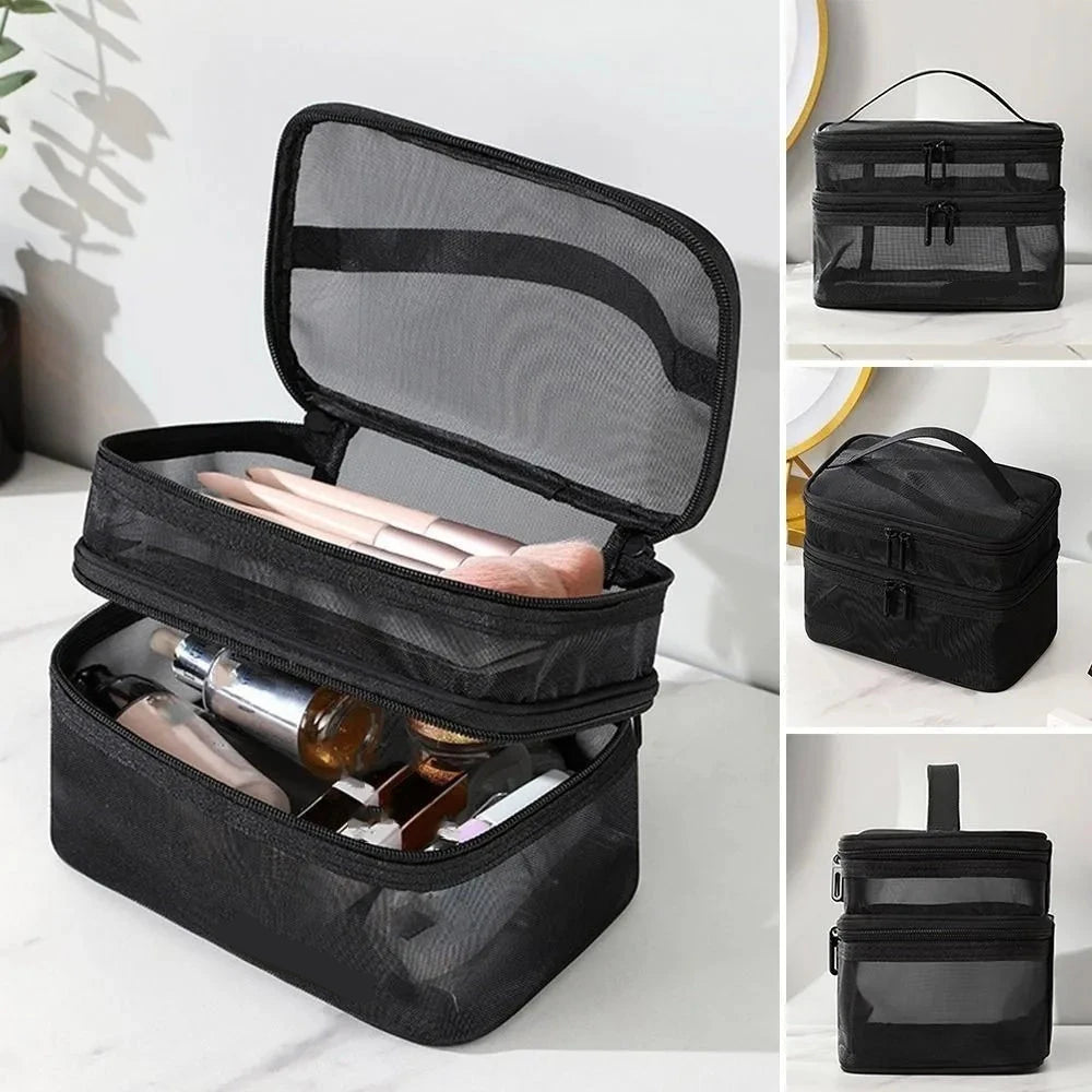 grande trousse de maquillage noir vue de l'interieur