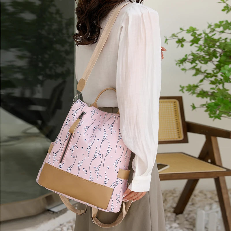 Petit Sac à dos Antivol Femme Fleurie Norveya - Main Image