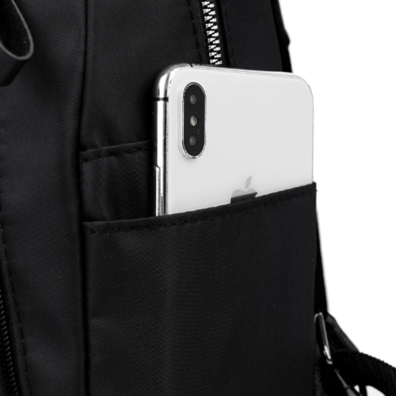 poche externe du mini sac à dos noir