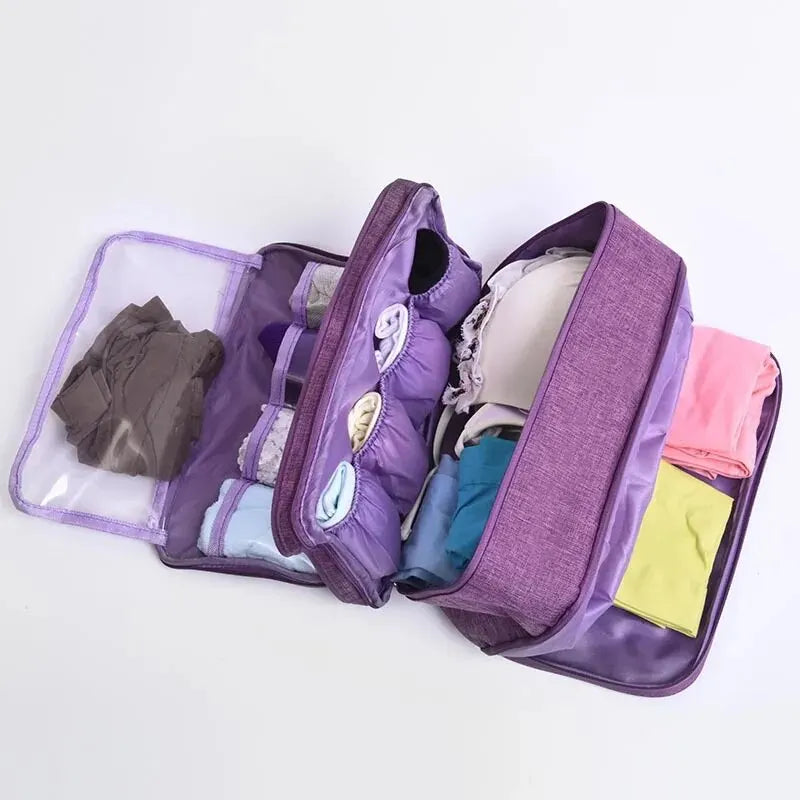 pochette de voyage pour sous vetements coloris violet vue de l'interieur