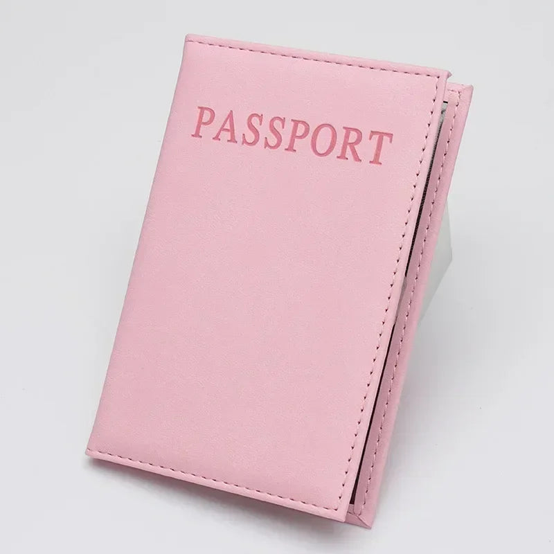 porte passeport en cuir PU rose vue de face