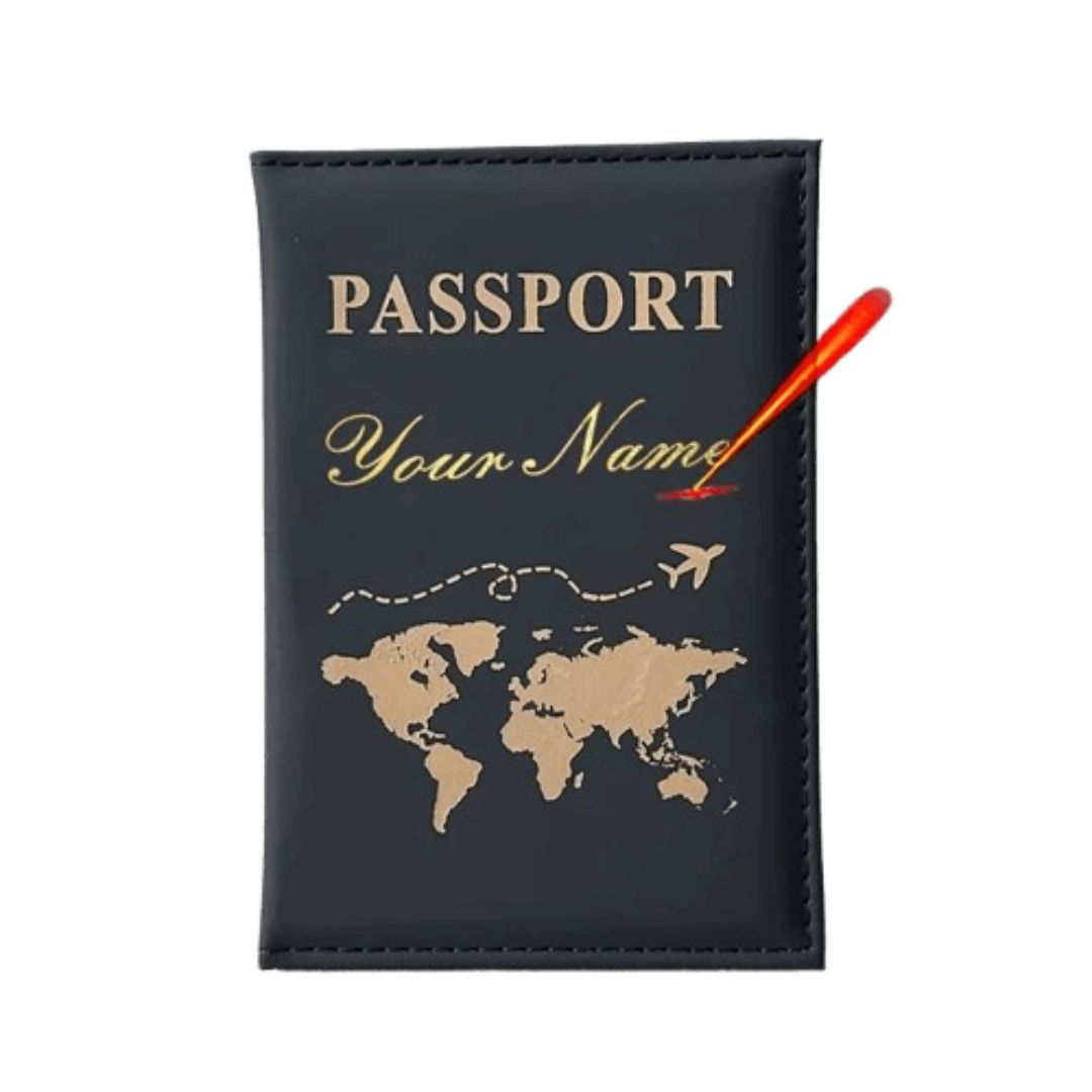 protège passeport personnalise carte du monde couleur noir
