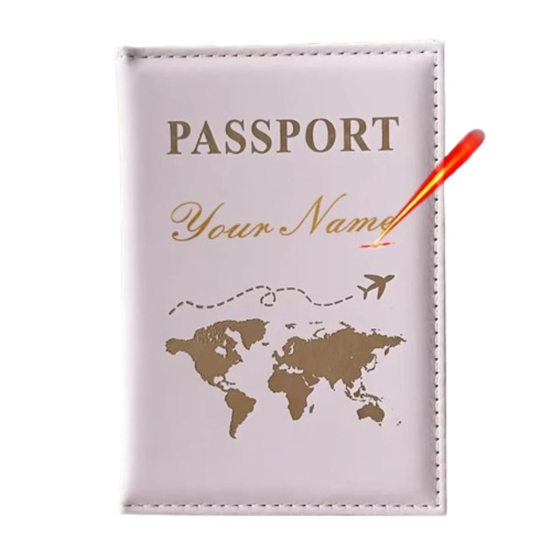 protège passeport personnalise carte du monde couleur rose