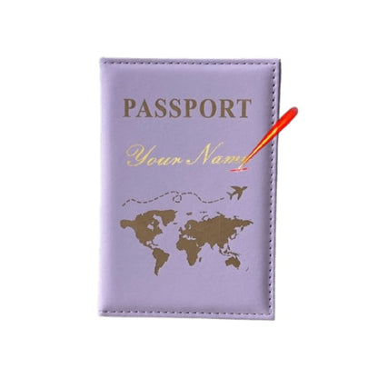 protège passeport personnalisé carte du monde couleur violet
