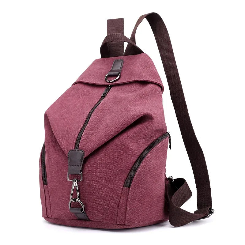 sac à dos femme toile coloris rouge