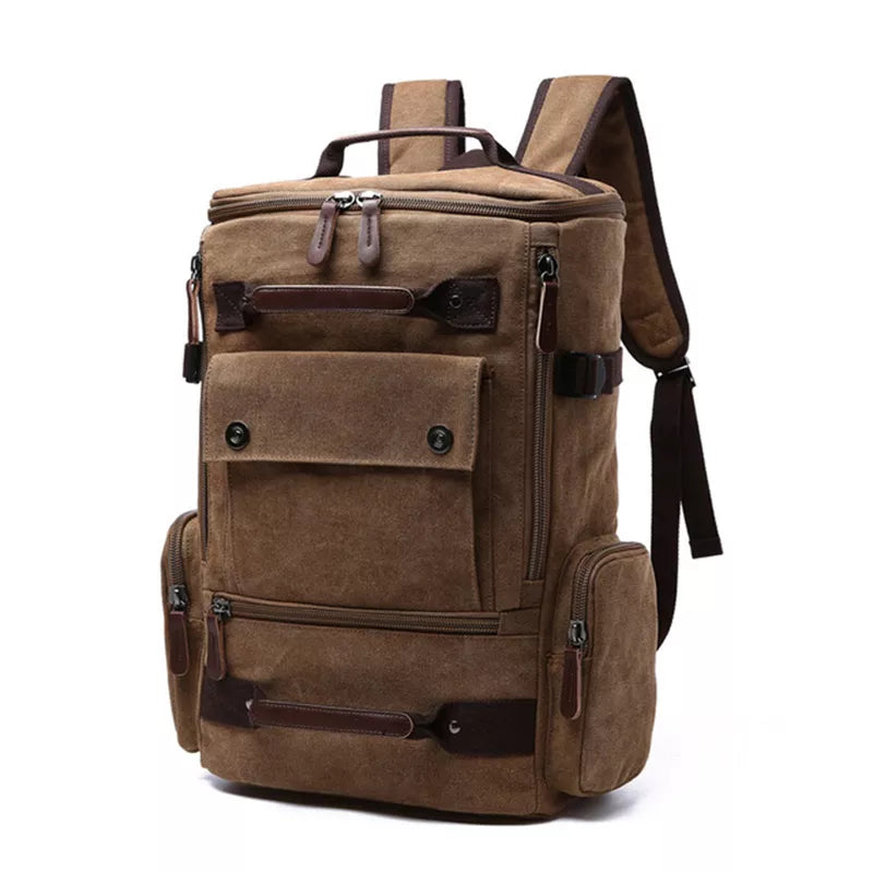 sac à dos moto vintage marron vue de profil