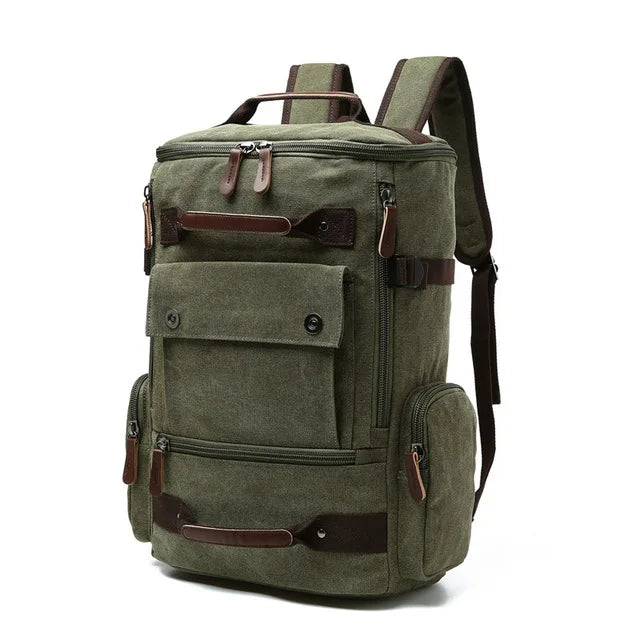 sac à dos moto vintage vert vue de profil