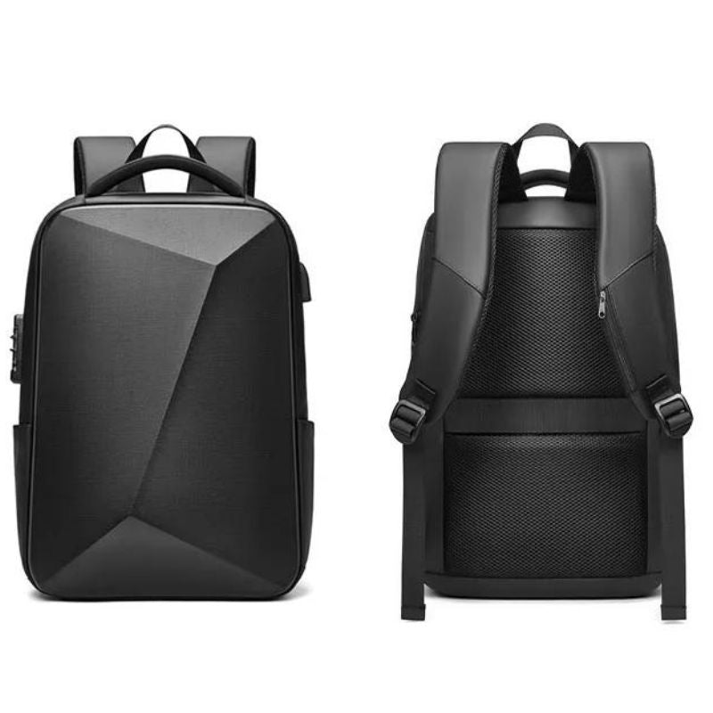 sac à dos rigide homme noir vue de l'avant et l'arrière