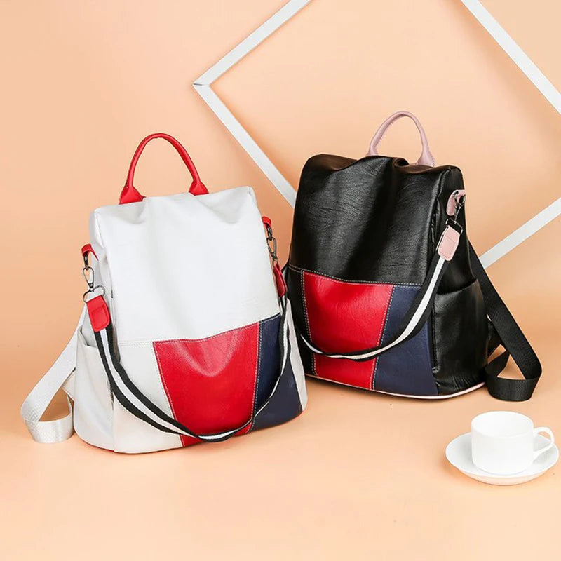 sac à dos sécurisé pour femme à la mode en 2024 coloris blanc et noir