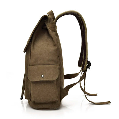 sac en toile vintage couleur marron vue de côté
