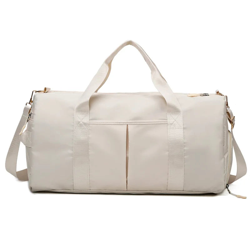 sac de voyage week end pour femme beige vue de face