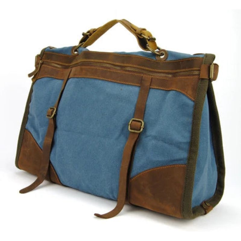 sac week end vintage couleur bleu